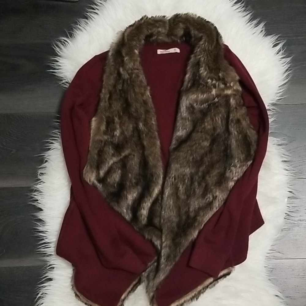 Hollister faux fur cardigan